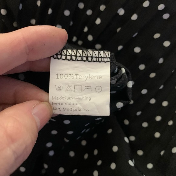 EXLURA Black & White Polka‎ Dot Pleated Ruffle Midi Skirt - Picture 11 of 13